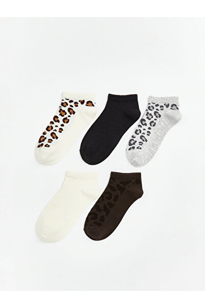 LC Waikiki Beige Leopard Patterned Women's Booties Socks, Pack of 5