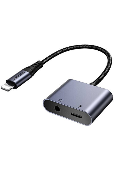 Joyroom Adaptor audio 2 în 1 SY-L01 Lightning la 3,5 mm + Lightning (negru)