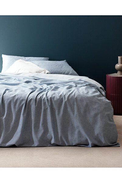 Madame Coco Delrico Double Cotton Printed Duvet Cover Set - Blue