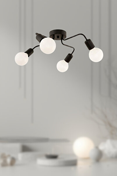 RONİSU AYDINLATMA Urmora 4’lü Cam Küre Modern Avize – Salon & Oturma Odası Av...