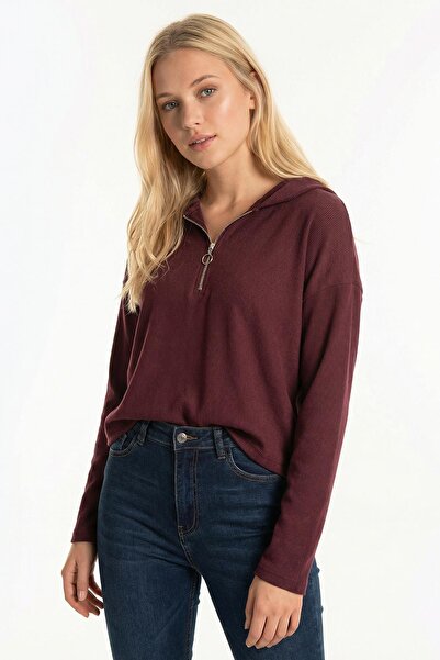 Rays 3078A سترة بقلنسوة بسحّاب بلون البرقوق