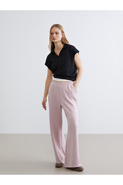 LC Waikiki Rmz Gi̇yi̇m Farkiyla Women's Wide Leg Sweatpants with Waist Drawst...