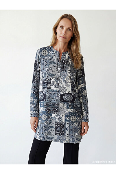 LC Waikiki Özmarka New Season Ruling Collar Patterned Women's Tunic