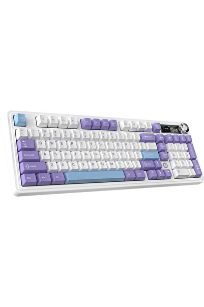 Ajazz AK980-V2-G-PWB, Wireless, Layout SUA, Alb