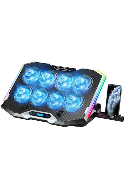 Qova Laptop Cooler, Qova®, RGB Cooling Stand with 8 Fans, 6 Adjustable Speeds...