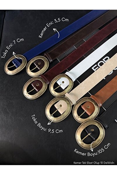 Fiori Women's Faux Leather Oval Buckle Belt, Jacket Belt, Shirt Belt, Dress Belt