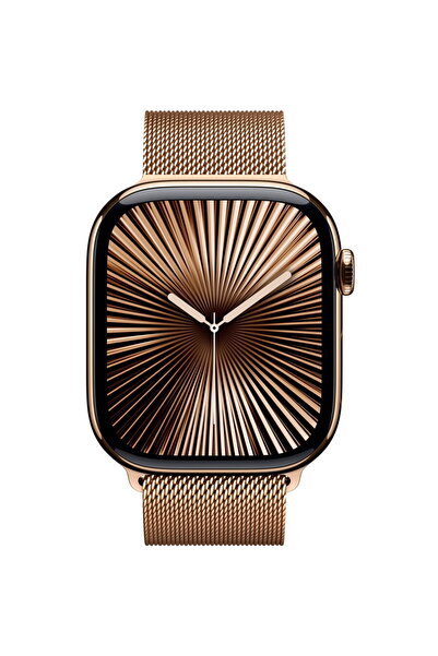 Apple Ceas 10 GPS + Cellular, Carcasă Titan 46mm, Brățară Milanese aurie M/L