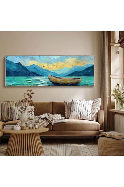 woodhomeworks Tek Parça Gerçek Ahşap Yatay Panorama Çerçeveli Tablo