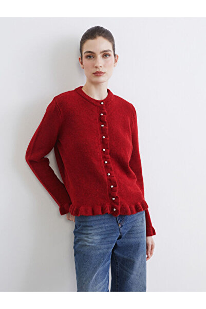 LC Waikiki Rmz Gi̇yi̇m Farkiyla Zero Roba Ruffle Women's Knitwear Cardigan