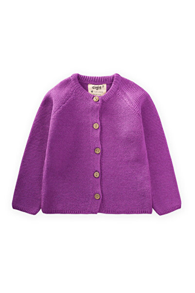 Cigit Links Knitwear Cardigan 1-8 Years Purple