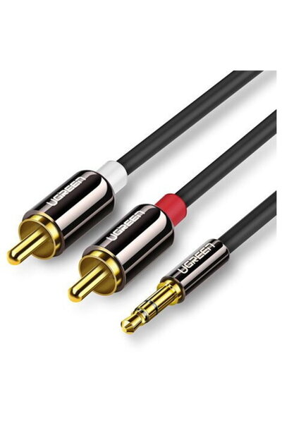 Ugreen Cablu cablu audio mini jack 3,5 mm - 2RCA 2 m negru (AV116 10584)