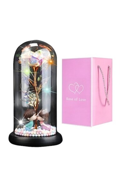 OEM Trandafir de cristal etern într-o cupolă de sticlă cu lumini LED
