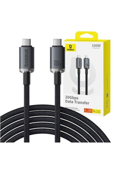 Baseus Cablu USB-C Crystal Shine, 100W, 1,5m, 20Gb (negru)