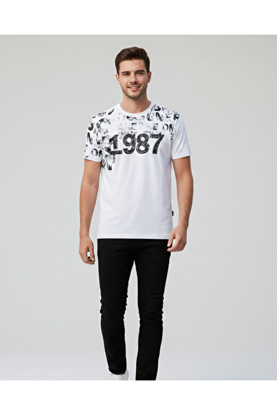 PHIL HILL Men's White Printed T-Shirt Ph009