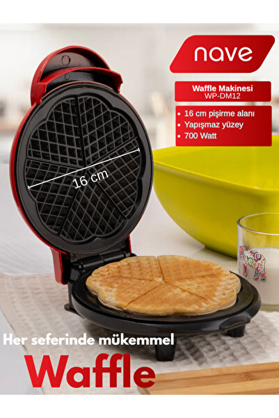 nave WP-DM12 WAFFLE MAKİNESİ KIRMIZI ÇAP 16CM