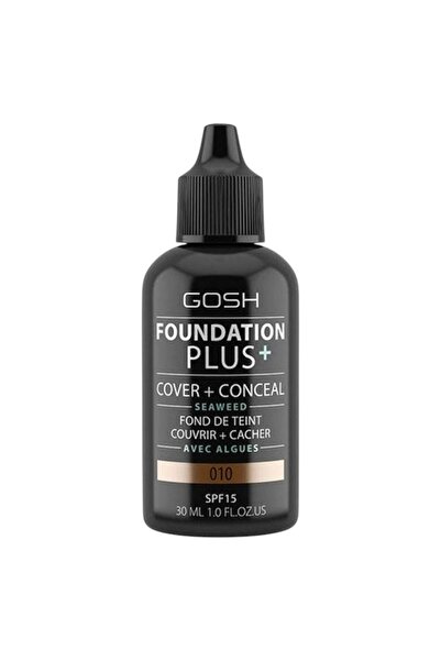 GOSH Gosh, Foundation Plus+, Cover & Conceal, Liquid Foundation, 010, Tan, SP...