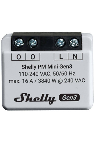 Shelly PM Mini Gen3, Wireless, 16 A, Alb