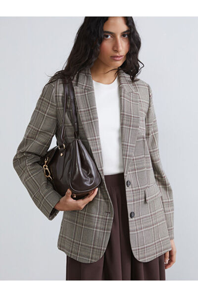 LC Waikiki Sparkling Choices Checkered Embroidered Women's Blazer Jacket from...