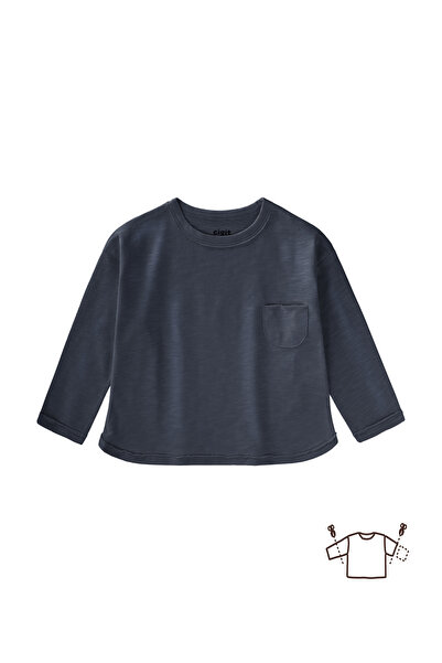 Cigit Μακρυμάνικο εποχιακό μπλουζάκι για 1-7 ετών, σκούρο μπλε