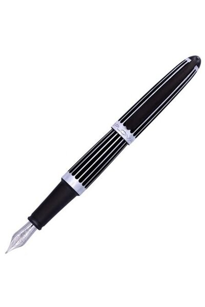 Diplomat Aero pen, with M nib, stainless steel - stripes black