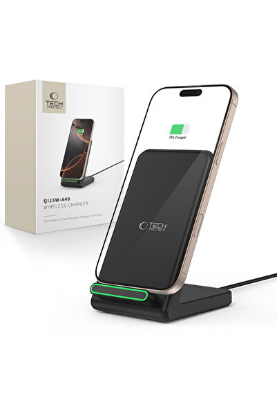 Tech-Protect Cablu USB-C Qi QI15W-A40, USB-C la USB-C, inclusiv 15W, Negru