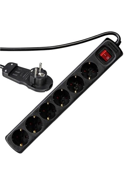 Rev Priză multiplă inteligentă cu 6 prize, 2 m, neagră