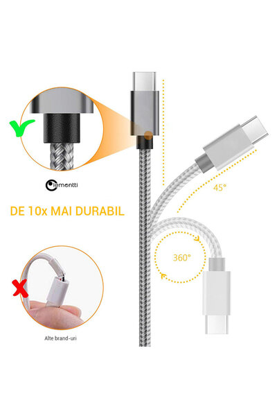 lemontti Set Cabluri USB Type-C 0.5m + 1m (impletitura Nylon)-T.Verde 0.1 lei...
