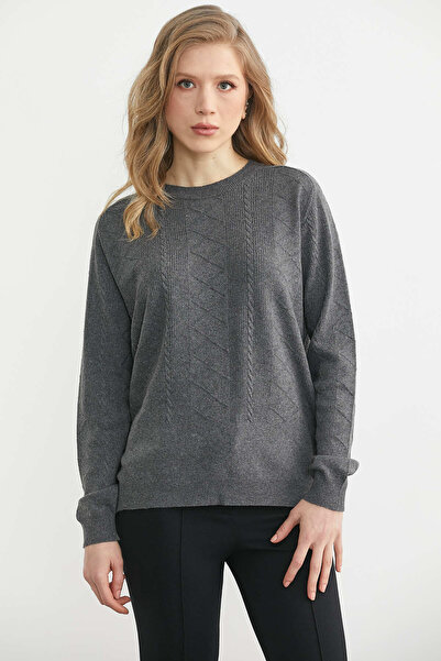 Sementa В'язаний светр з мотивом велосипедного коміра - темно-сірий