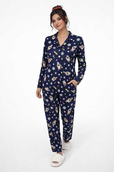 Hepyek طقم بيجامة من قماش السويد المنقوش