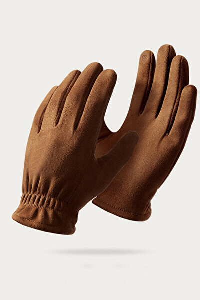 EFAYN.RO Men's gloves, elastic cuff, casual day, universal size, brown, EFAYN