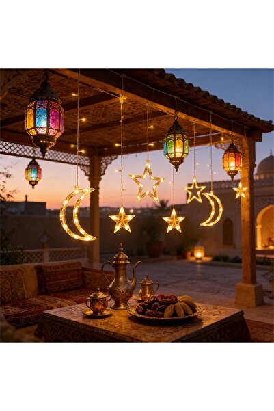 Pomefar 8 Modes Ramadan Lights, Star Moon LED Curtain Fairy Lights, Ramadan D...