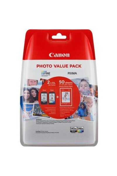 Canon PG-545XL + CL-546 XL + 50 coli hartie foto 10x15cm