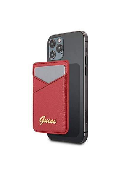 Guess Wallet Card Slot GUWMSSASLRE MagSafe Saffiano red/red
