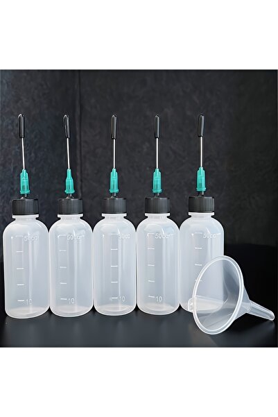 Choice زجاجة توزيع بلاستيكية سعة 50 مل مزودة بطرف إبرة أخضر ووردي، وسدادة مطا...