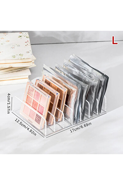 Choice صندوق تنظيم مكياج على شكل حرف L، رف تخزين شفاف بسبعة أقسام، عرض متعدد ...
