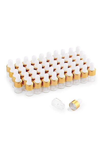 Choice مجموعة من 50 زجاجة ذهبية سعة 1 مل، زجاجات صغيرة بنية اللون بغطاء لولبي...