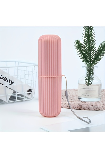 Choice طقم فرشاة أسنان محمولة للسفر، لون وردي، قطعة واحدة - مع كوب غسول الفم ...