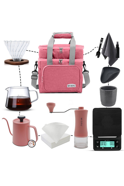 MIBRU 11 Pcs V60 Pour Over Manual Coffee Maker with Manual Grinder Dripper Set