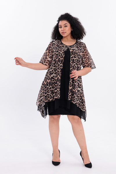 IŞILTI Women's Plus Size Patterned Blouse Tulle Fabric Inner Lining Modern St...