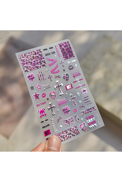 Choice 1pcs Metal Nail Stickers Cool Retro Leopard Print Heart-shaped Design ...