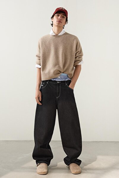 Bershka İşlemeli super baggy fit jean