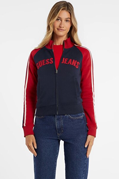 Guess Sweatshirt with zipper and logo embroidery