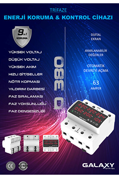 GALAXY Energy Galaxy D380 D380 Trifaze Akım Kontrol Cihazı 63A
