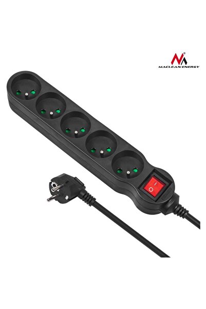 Maclean Prelungitor MCE185 cu 5 prize și întrerupător, 5 m