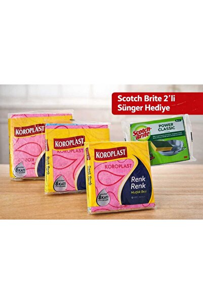 Koroplast Renk Renk Kitchen Clothes 5 Pieces X 3 Pack / Scotch Brite 2 Pieces...