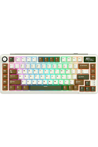 ROYAL KLUDGE Comutator crem RK-L75 RGB LED USB/USB Wireless/Bluetooth Verde P...