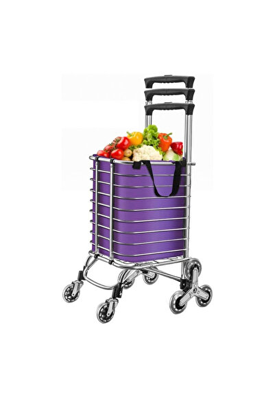 Jaskus Cărucior pliabil pentru scări, cadru metalic, mâner telescopic, capaci...