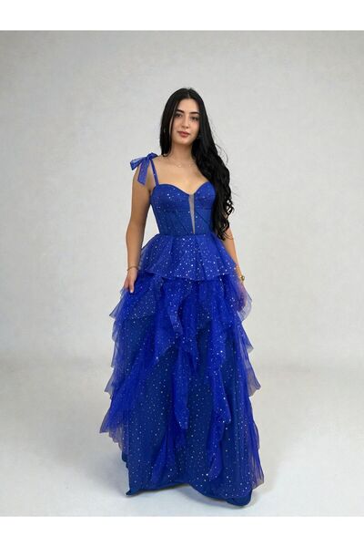 OLA فستان سهرة موديل سيانا متعدد الطبقات