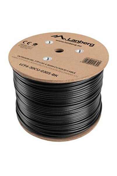Lanberg Cablu FTP solid cu gel pentru exterior, CU, cat.6, 305m, gri