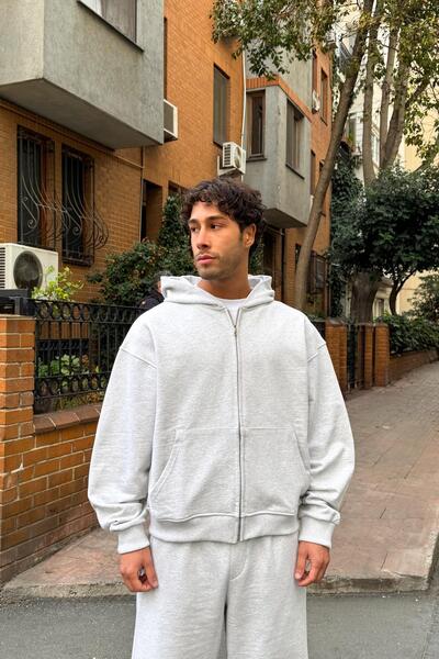Flaw Wear Διαγώνιο Premium Ύφασμα Basic Zip Hoodie Χιονισμένο Μελανζέ
